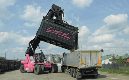 Custom Container Pivot Attachment Turns Recycling Upside Down a